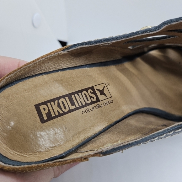 Pikolinos leather capri wedge sandals dark blue EU 37 US 6.5-7 - Picture 7 of 11